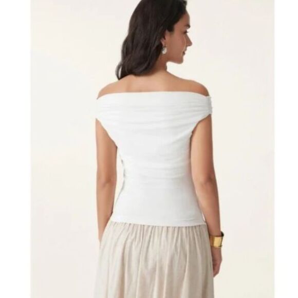 OGL White Soft Stretchy Off The Shoulder Padded Brami Top Size Medium - Picture 2 of 9